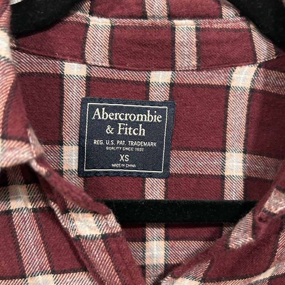 Abercrombie & Fitch Burgundy Plaid Shirt - Picture 2 of 5
